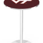 Virginia Tech University 42-Inch Pub Table with 36-Inch Top, Round Base Base, and Chrome Finish