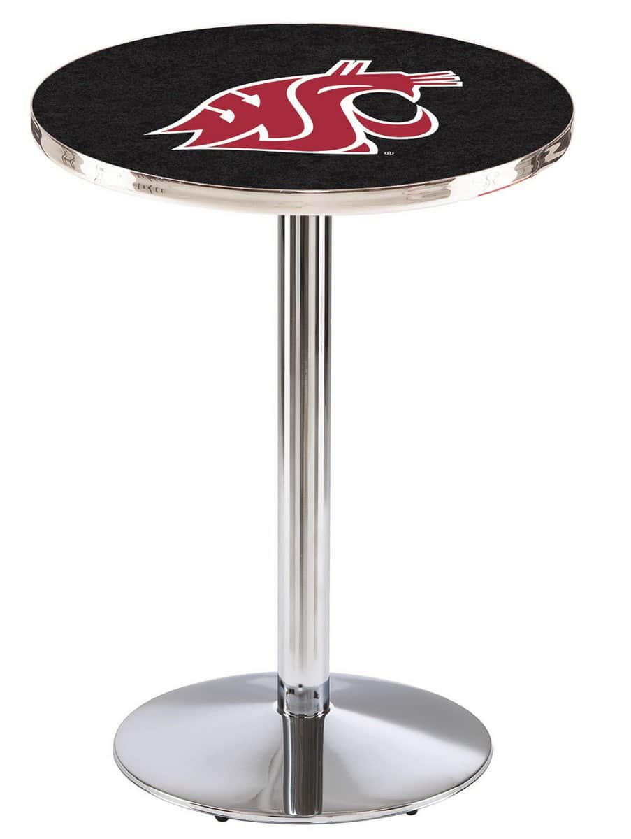Washington State University 36-Inch Pub Table with 30-Inch Top, Round Base Base, and Chrome Finish 1 Washington State University 36-Inch Pub Table with 30-Inch Top, Round Base Base, and Chrome Finish