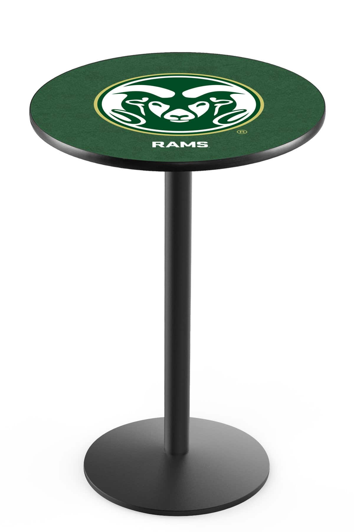 Colorado State University 36-Inch Pub Table with 36-Inch Top, Round Base Base, and Black Wrinkle Finish 1 Colorado State University 36-Inch Pub Table with 36-Inch Top, Round Base Base, and Black Wrinkle Finish