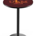 University of Louisiana at Monroe 42-Inch Pub Table with 30-Inch Top, Round Base Base, and Black Wrinkle Finish