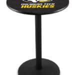 Michigan Tech University 42-Inch Pub Table with 36-Inch Top, Round Base Base, and Black Wrinkle Finish