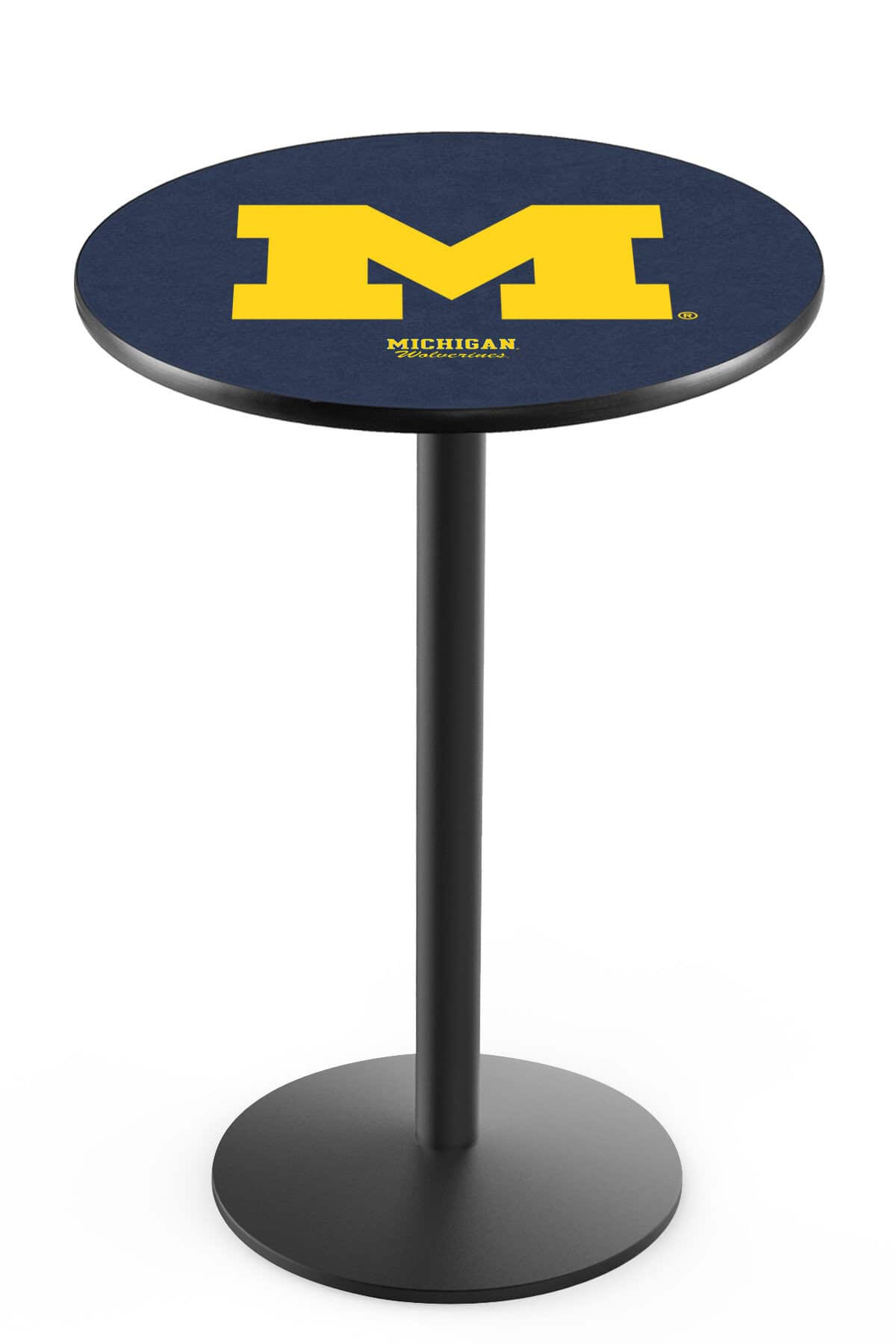 University of Michigan 42-Inch Pub Table with 30-Inch Top, Round Base Base, and Black Wrinkle Finish 1 University of Michigan 42-Inch Pub Table with 30-Inch Top, Round Base Base, and Black Wrinkle Finish