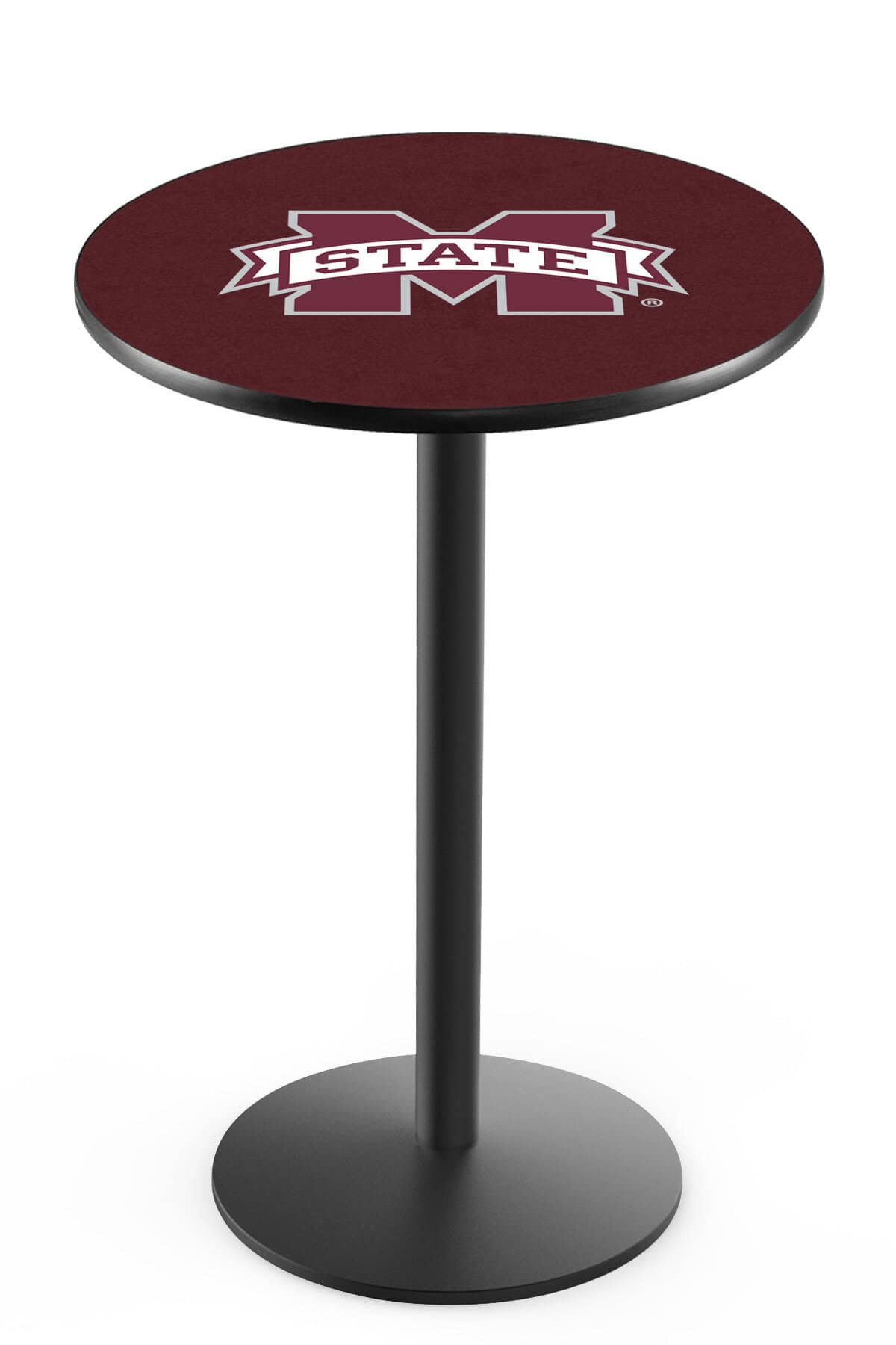 Mississippi State University 42-Inch Pub Table with 30-Inch Top, Round Base Base, and Black Wrinkle Finish 1 Mississippi State University 42-Inch Pub Table with 30-Inch Top, Round Base Base, and Black Wrinkle Finish