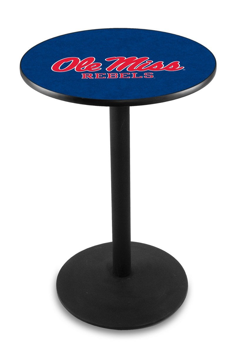 University of Mississippi 36-Inch Pub Table with 36-Inch Top, Round Base Base, and Black Wrinkle Finish 1 University of Mississippi 36-Inch Pub Table with 36-Inch Top, Round Base Base, and Black Wrinkle Finish