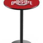 Ohio State University 42-Inch Pub Table with 30-Inch Top, Round Base Base, and Black Wrinkle Finish