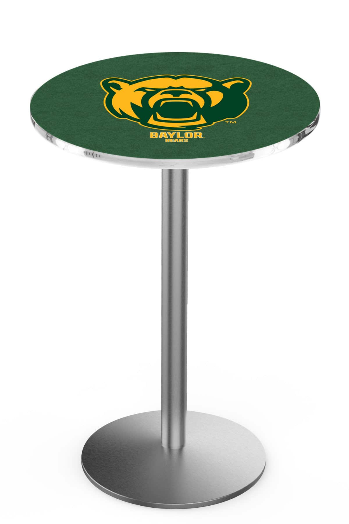 Baylor University 42-Inch Pub Table with 36-Inch Top, Round Base Base, and Stainless Finish 1 Baylor University 42-Inch Pub Table with 36-Inch Top, Round Base Base, and Stainless Finish