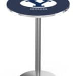 Brigham Young University 42-Inch Pub Table with 36-Inch Top, Round Base Base, and Stainless Finish