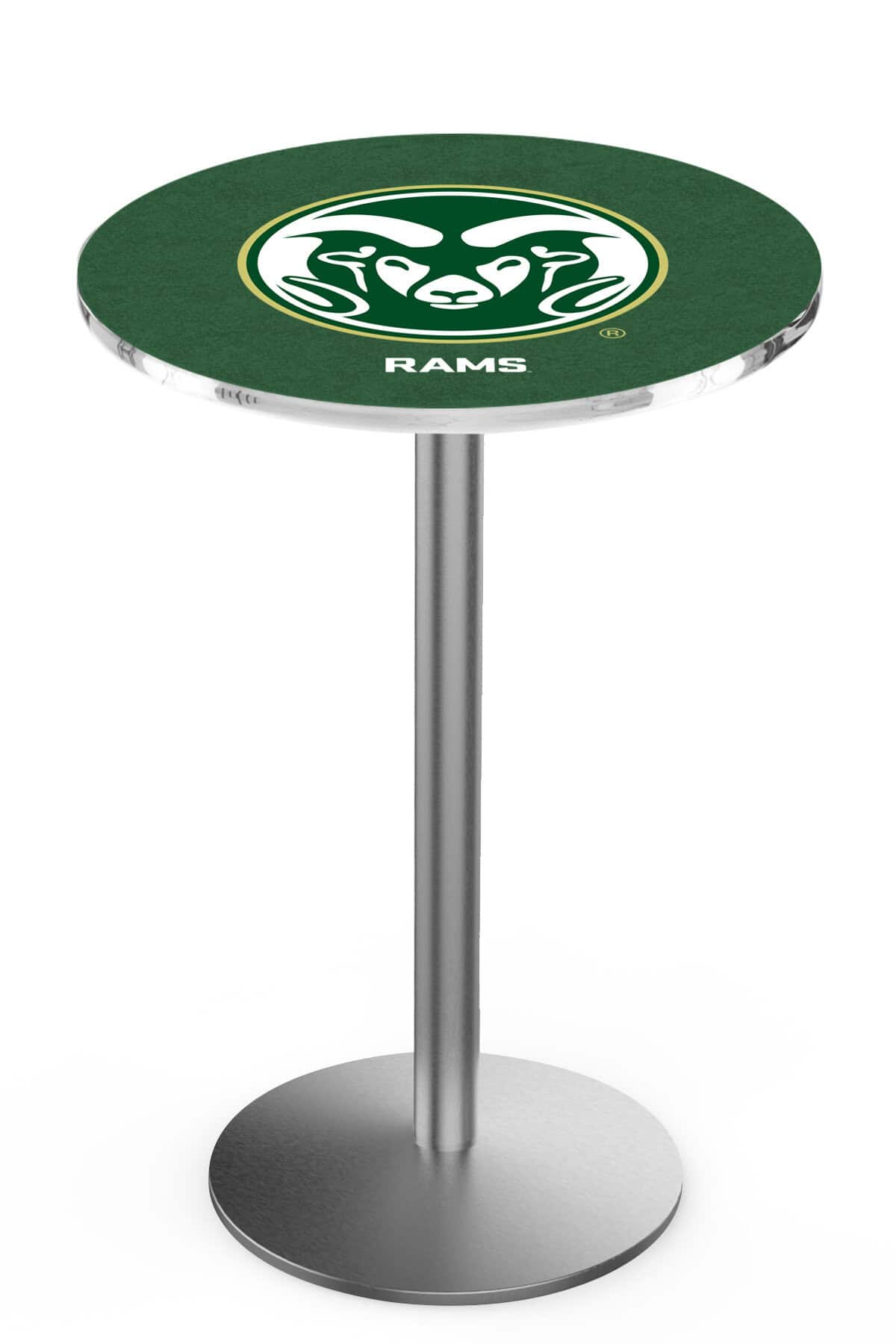 Colorado State University 42-Inch Pub Table with 30-Inch Top, Round Base Base, and Stainless Finish 1 Colorado State University 42-Inch Pub Table with 30-Inch Top, Round Base Base, and Stainless Finish