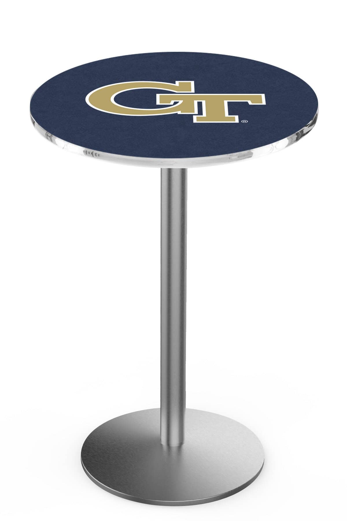Georgia Tech 36-Inch Pub Table with 36-Inch Top, Round Base Base, and Stainless Finish 1 Georgia Tech 36-Inch Pub Table with 36-Inch Top, Round Base Base, and Stainless Finish