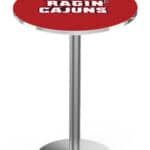 University of Louisiana at Lafayette 42-Inch Pub Table with 36-Inch Top, Round Base Base, and Stainless Finish