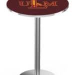 University of Louisiana at Monroe 42-Inch Pub Table with 36-Inch Top, Round Base Base, and Stainless Finish