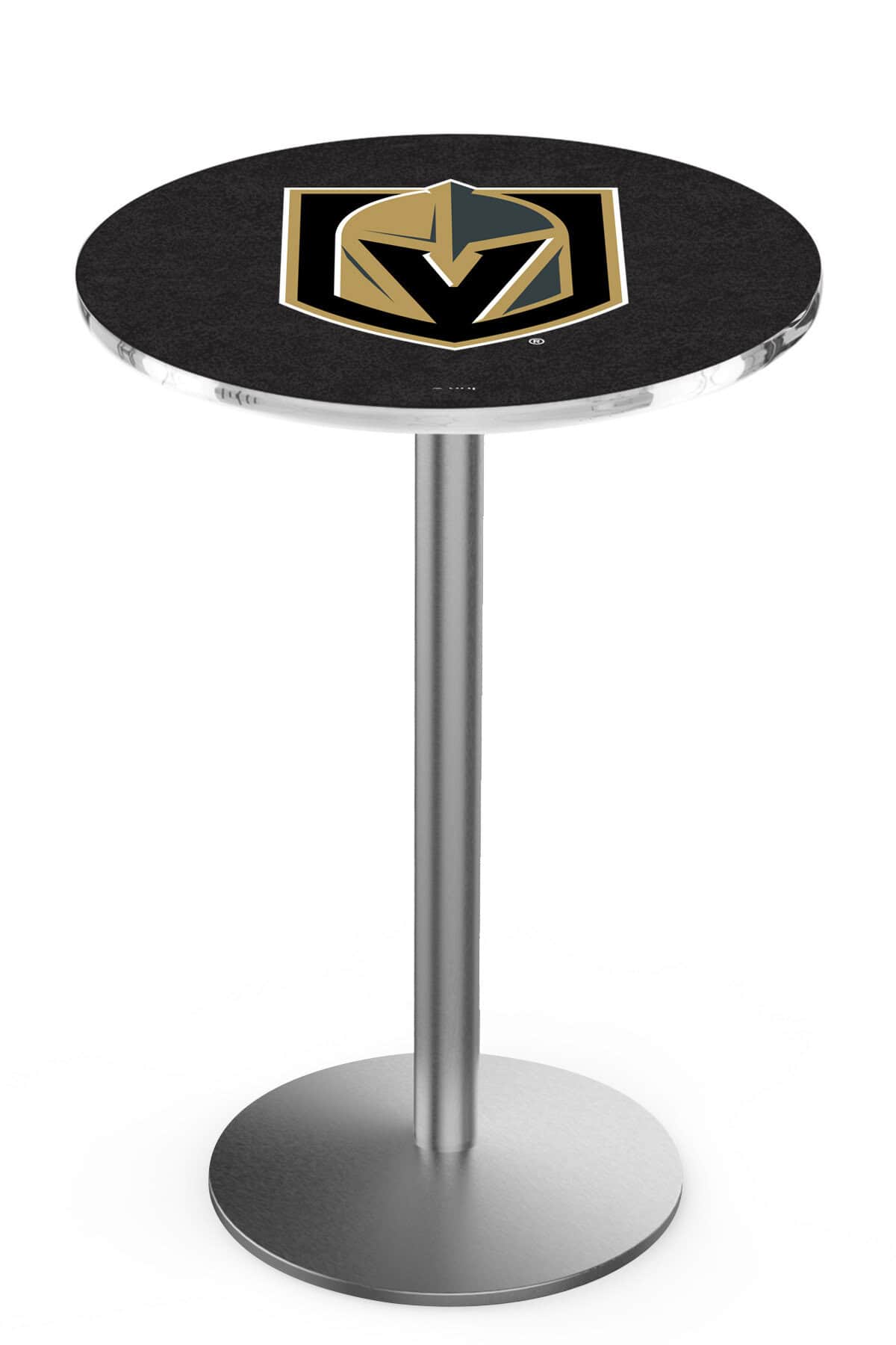 Vegas Golden Knights 36-Inch Pub Table with 30-Inch Top, Round Base Base, and Stainless Finish 1 Vegas Golden Knights 36-Inch Pub Table with 30-Inch Top, Round Base Base, and Stainless Finish