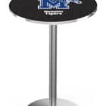 University of Memphis 42-Inch Pub Table with 30-Inch Top, Round Base Base, and Stainless Finish
