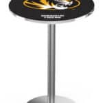 University of Missouri 36-Inch Pub Table with 30-Inch Top, Round Base Base, and Stainless Finish