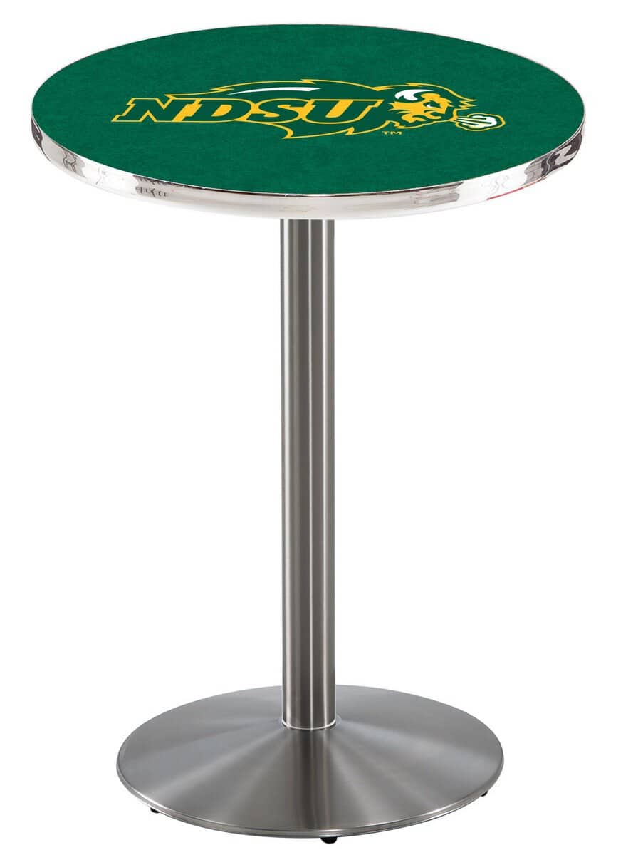 North Dakota State University 36-Inch Pub Table with 36-Inch Top, Round Base Base, and Stainless Finish (Green Top) 1 North Dakota State University 36-Inch Pub Table with 36-Inch Top, Round Base Base, and Stainless Finish (Green Top)