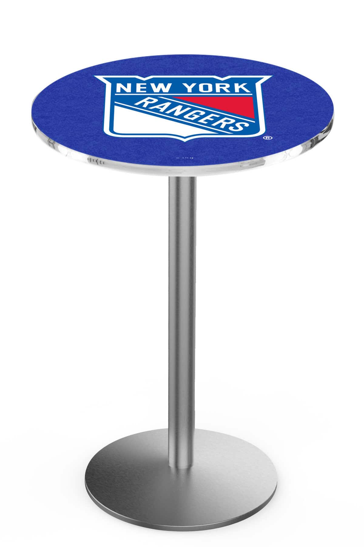 New York Rangers 36-Inch Pub Table with 30-Inch Top, Round Base Base, and Stainless Finish 1 New York Rangers 36-Inch Pub Table with 30-Inch Top, Round Base Base, and Stainless Finish