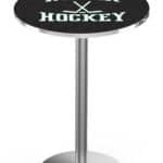 University of North Dakota (Hockey) 42-Inch Pub Table with 36-Inch Top, Round Base Base, and Stainless Finish