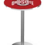 Ohio State University 42-Inch Pub Table with 30-Inch Top, Round Base Base, and Stainless Finish