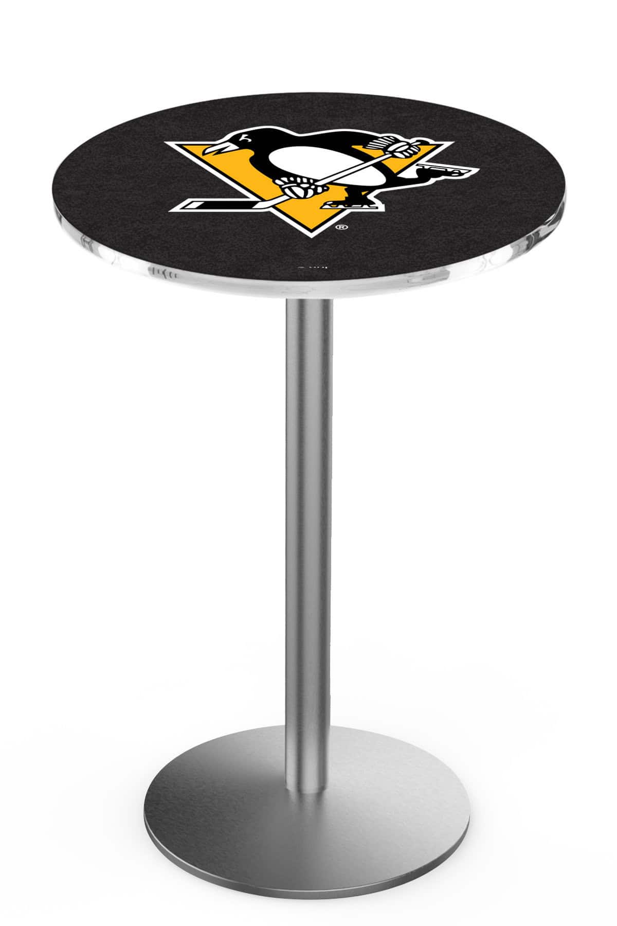 Pittsburgh Penguins 36-Inch Pub Table with 36-Inch Top, Round Base Base, and Stainless Finish 1 Pittsburgh Penguins 36-Inch Pub Table with 36-Inch Top, Round Base Base, and Stainless Finish