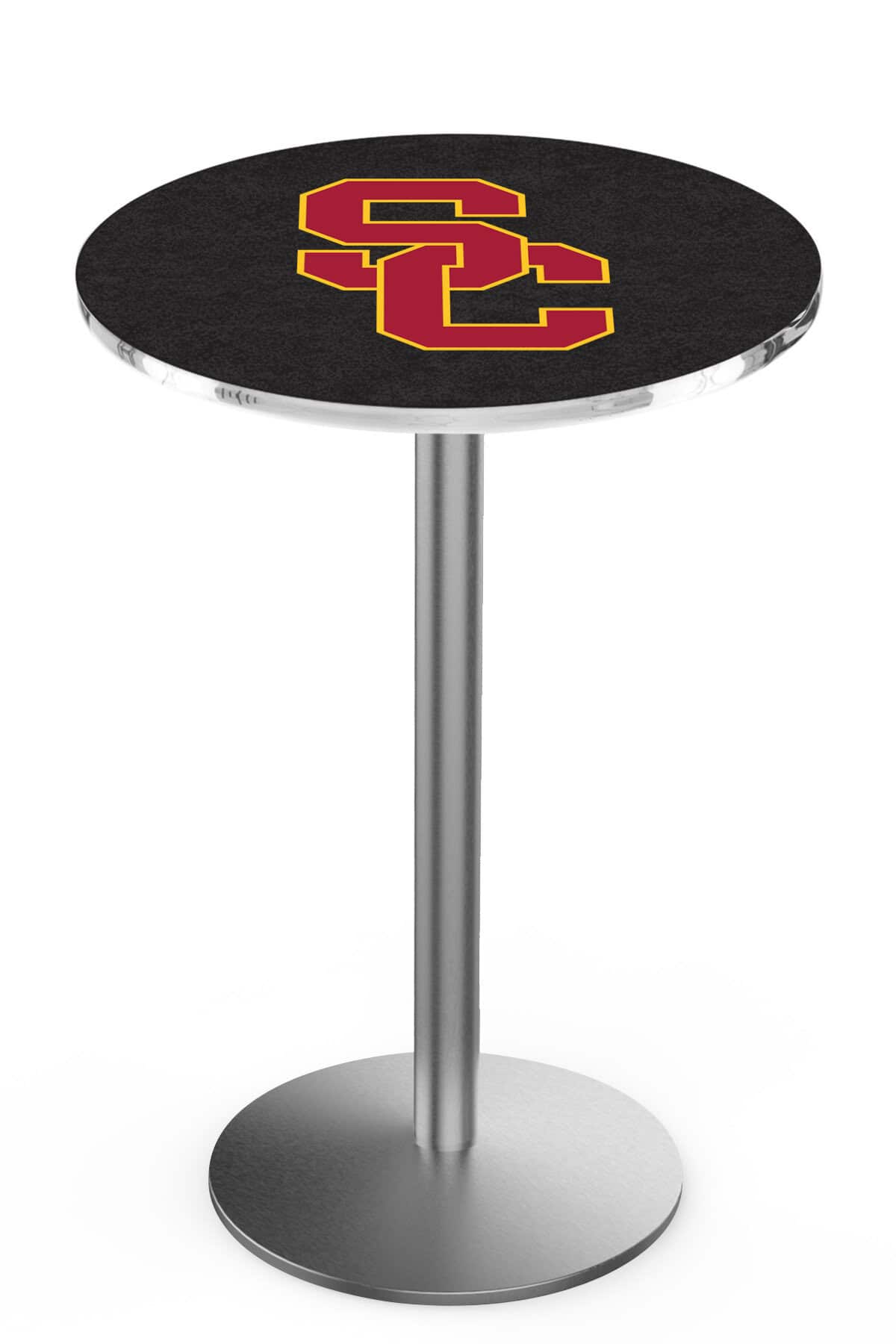 University of Southern California 42-Inch Pub Table with 36-Inch Top, Round Base Base, and Stainless Finish 1 University of Southern California 42-Inch Pub Table with 36-Inch Top, Round Base Base, and Stainless Finish
