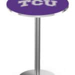 Texas Christian University 42-Inch Pub Table with 30-Inch Top, Round Base Base, and Stainless Finish