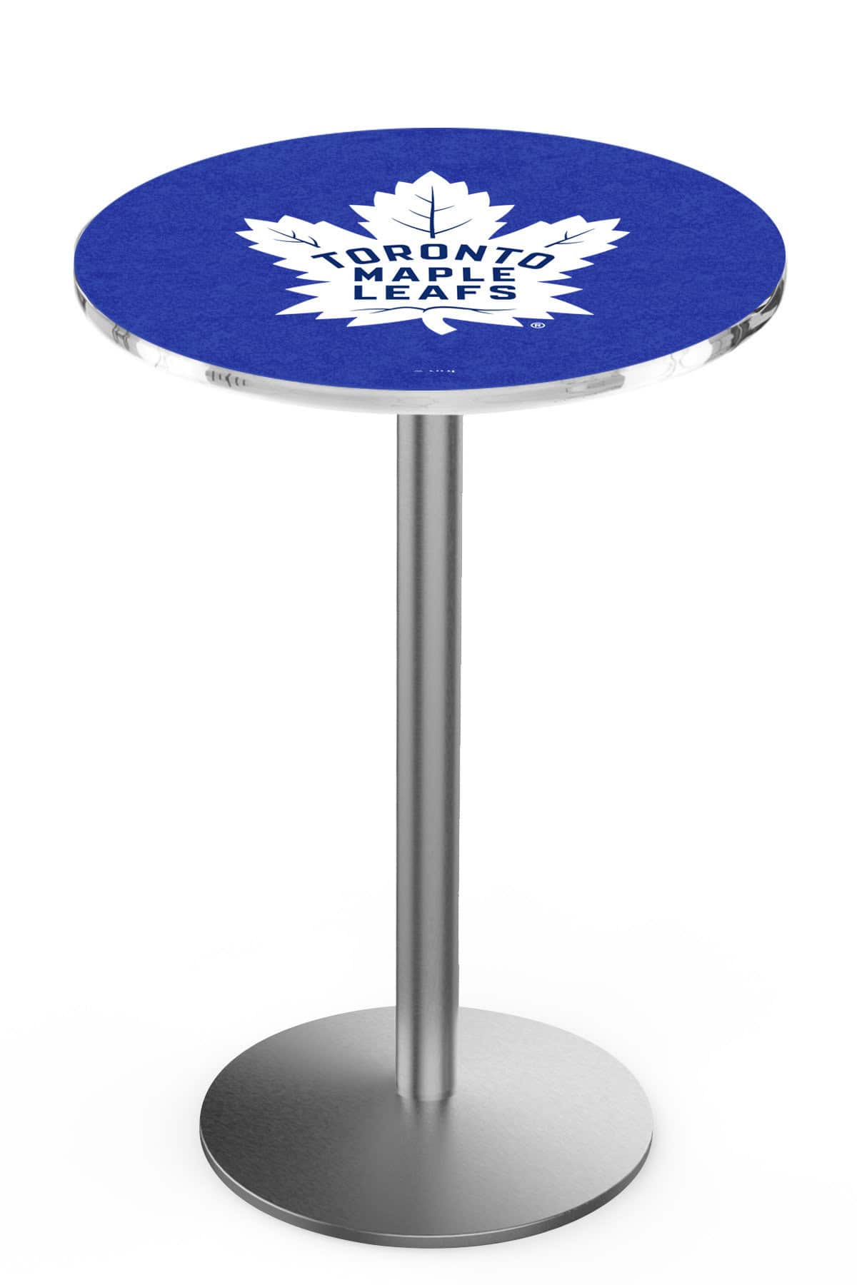 Toronto Maple Leafs 36-Inch Pub Table with 36-Inch Top, Round Base Base, and Stainless Finish 1 Toronto Maple Leafs 36-Inch Pub Table with 36-Inch Top, Round Base Base, and Stainless Finish