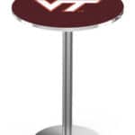 Virginia Tech University 42-Inch Pub Table with 30-Inch Top, Round Base Base, and Stainless Finish