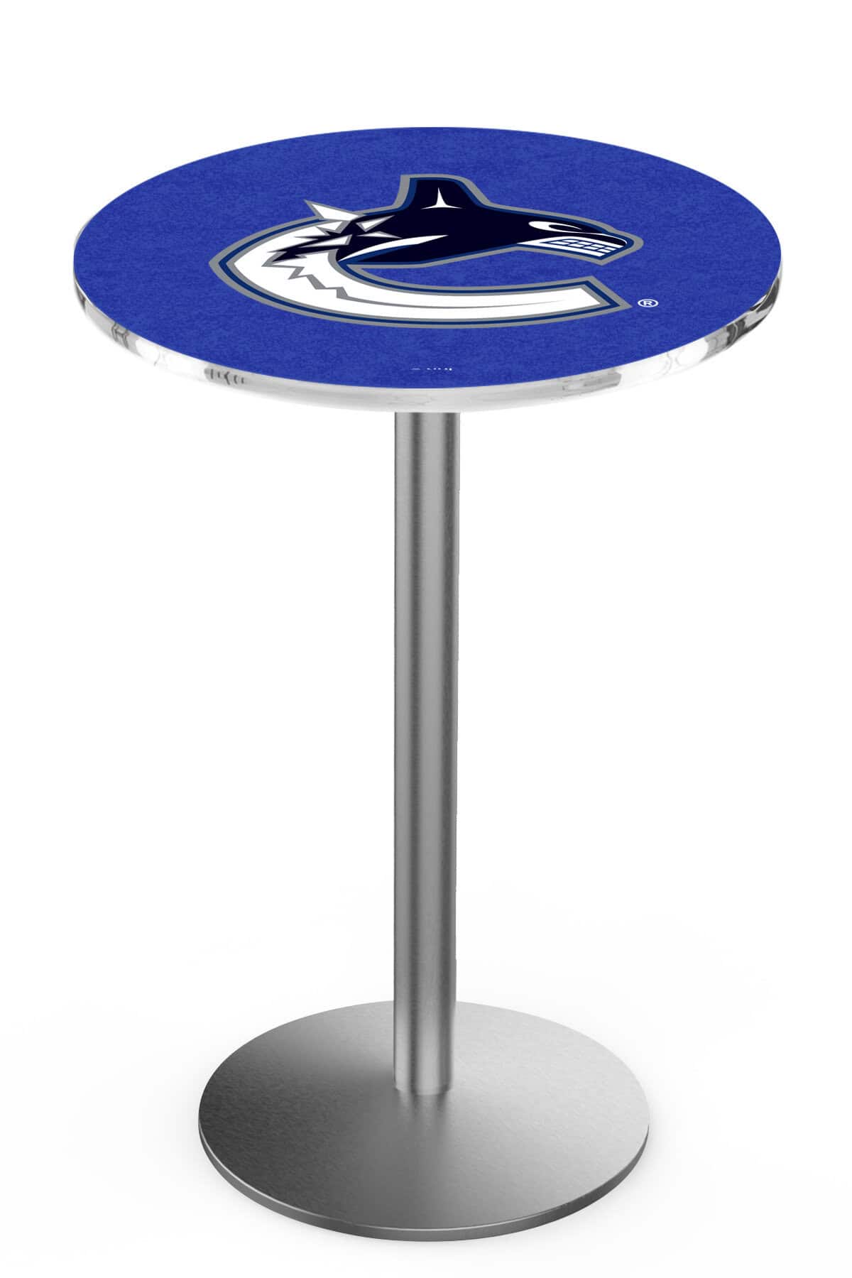 Vancouver Canucks 36-Inch Pub Table with 36-Inch Top, Round Base Base, and Stainless Finish 1 Vancouver Canucks 36-Inch Pub Table with 36-Inch Top, Round Base Base, and Stainless Finish