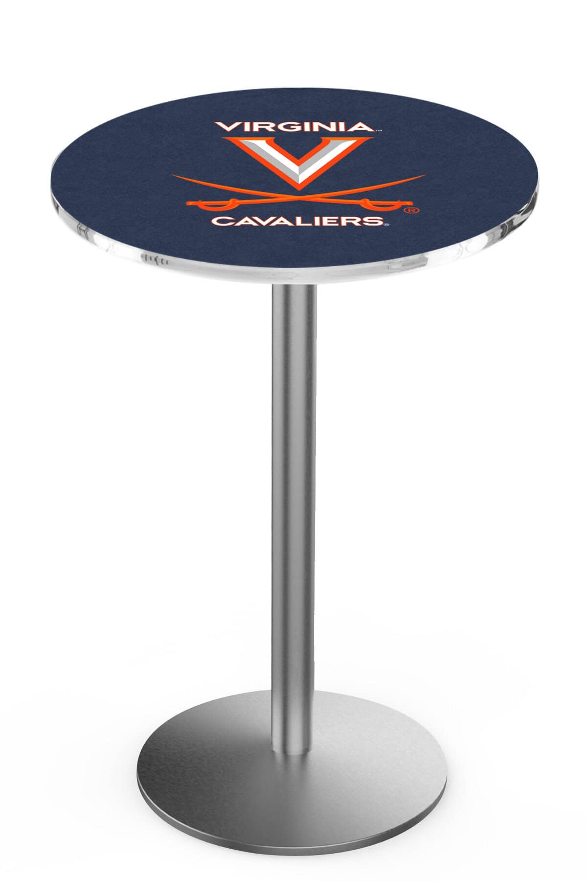 University of Virginia 36-Inch Pub Table with 36-Inch Top, Round Base Base, and Stainless Finish 1 University of Virginia 36-Inch Pub Table with 36-Inch Top, Round Base Base, and Stainless Finish