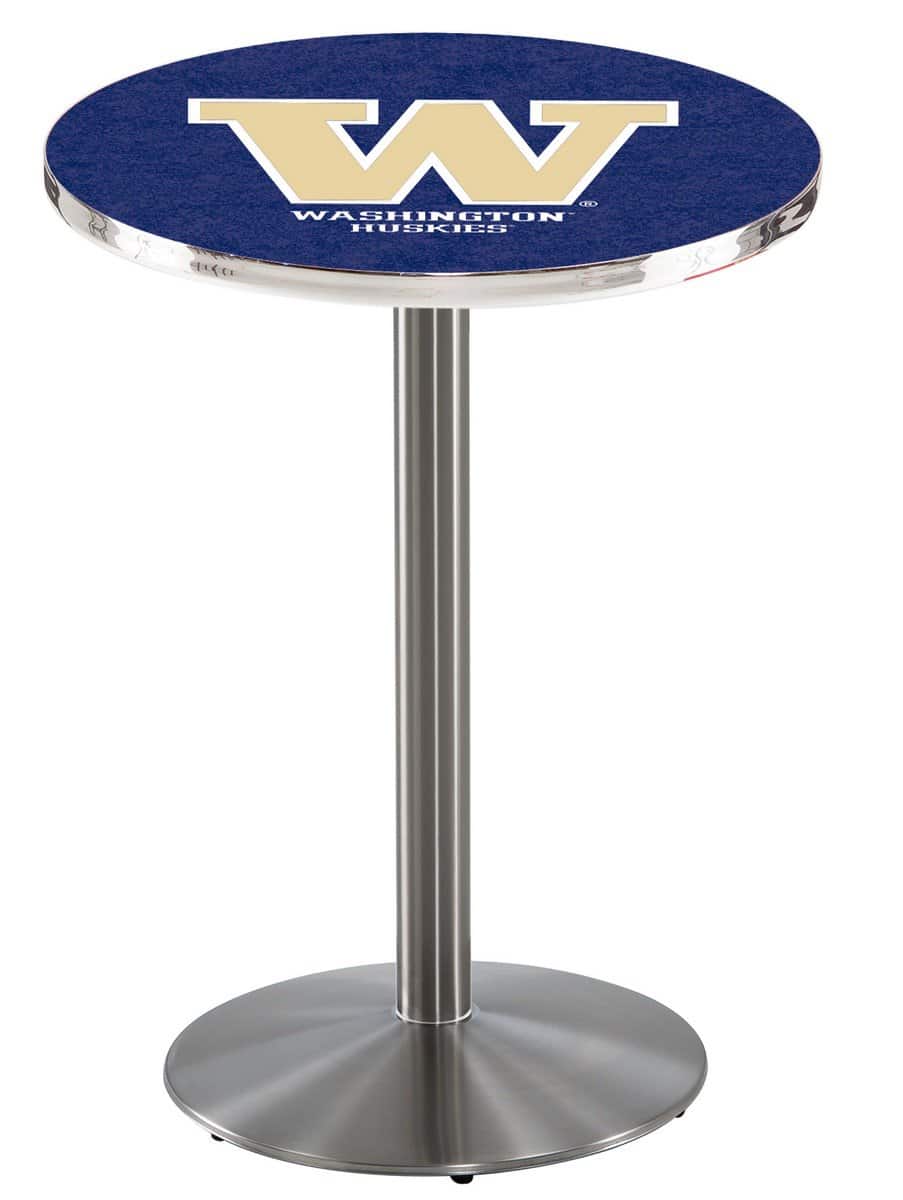 University of Washington 36-Inch Pub Table with 36-Inch Top, Round Base Base, and Stainless Finish 1 University of Washington 36-Inch Pub Table with 36-Inch Top, Round Base Base, and Stainless Finish