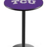 Texas Christian University 42-Inch Pub Table with 30-Inch Top, Round Base Base, and Black Wrinkle Finish