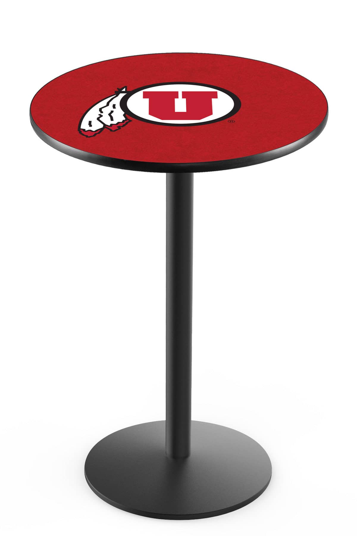 University of Utah 42-Inch Pub Table with 30-Inch Top, Round Base Base, and Black Wrinkle Finish 1 University of Utah 42-Inch Pub Table with 30-Inch Top, Round Base Base, and Black Wrinkle Finish