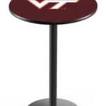 Virginia Tech University 42-Inch Pub Table with 30-Inch Top, Round Base Base, and Black Wrinkle Finish