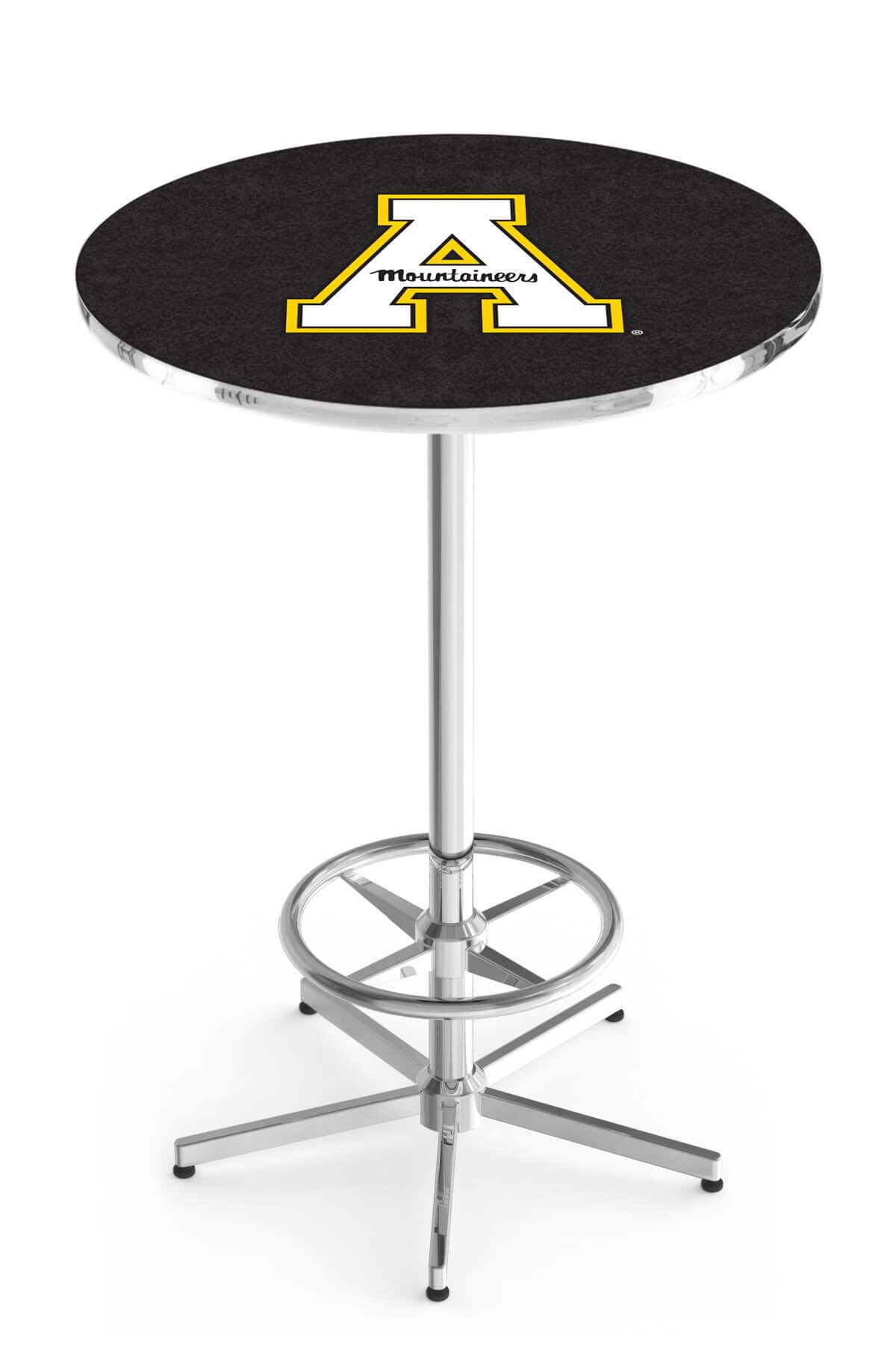 Appalachian State University 42-Inch Pub Table with 36-Inch Top, Star Base Base, and Chrome Finish 1 Appalachian State University 42-Inch Pub Table with 36-Inch Top, Star Base Base, and Chrome Finish