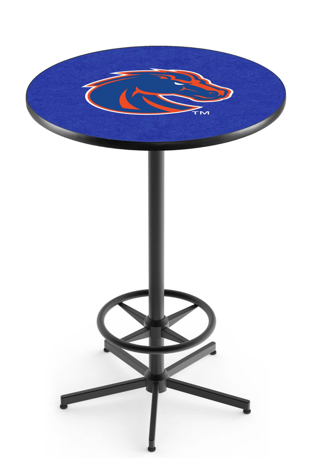 Boise State University 42-Inch Pub Table with 30-Inch Top, Star Base Base, and Black Wrinkle Finish 1 Boise State University 42-Inch Pub Table with 30-Inch Top, Star Base Base, and Black Wrinkle Finish