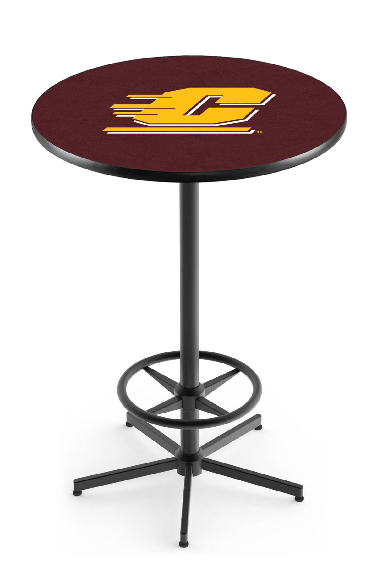 Central Michigan University 42-Inch Pub Table with 36-Inch Top, Star Base Base, and Black Wrinkle Finish 1 Central Michigan University 42-Inch Pub Table with 36-Inch Top, Star Base Base, and Black Wrinkle Finish