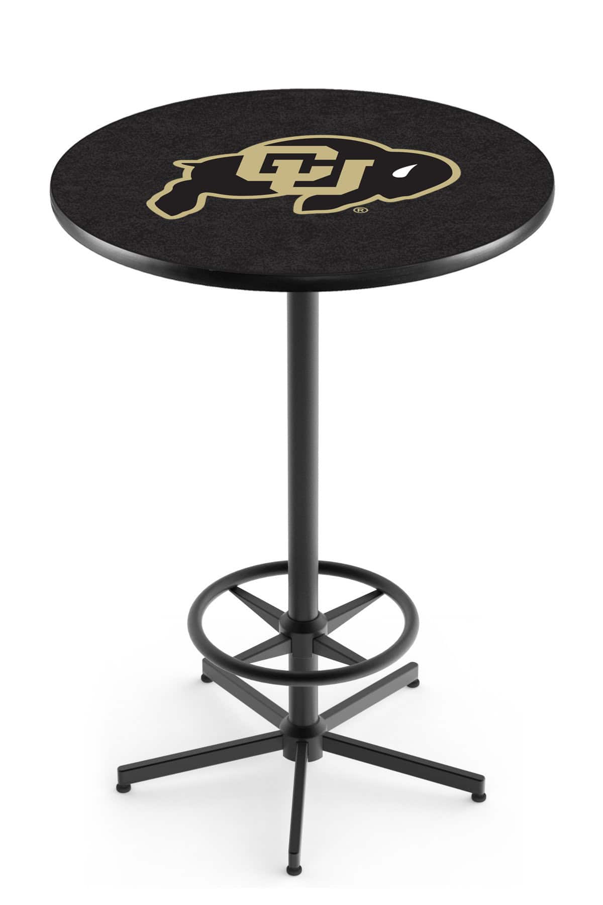 University of Colorado 42-Inch Pub Table with 36-Inch Top, Star Base Base, and Black Wrinkle Finish 1 University of Colorado 42-Inch Pub Table with 36-Inch Top, Star Base Base, and Black Wrinkle Finish