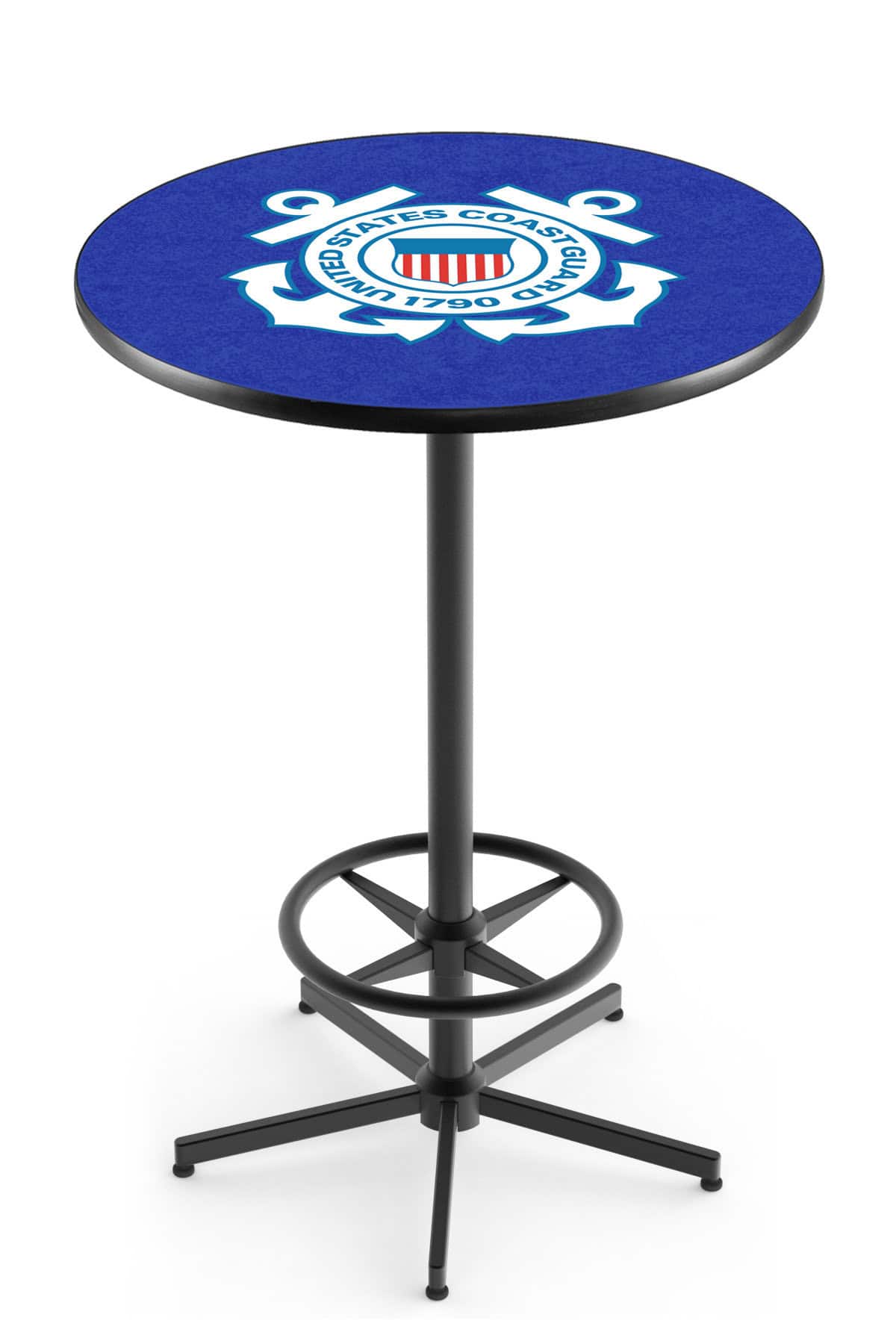 United States Coast Guard 42-Inch Pub Table with 36-Inch Top, Star Base Base, and Black Wrinkle Finish 1 United States Coast Guard 42-Inch Pub Table with 36-Inch Top, Star Base Base, and Black Wrinkle Finish