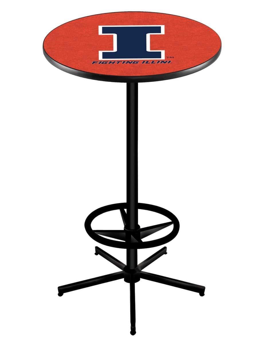 University of Illinois 42-Inch Pub Table with 36-Inch Top, Star Base Base, and Black Wrinkle Finish 1 University of Illinois 42-Inch Pub Table with 36-Inch Top, Star Base Base, and Black Wrinkle Finish