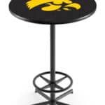 University of Iowa 42-Inch Pub Table with 30-Inch Top, Star Base Base, and Black Wrinkle Finish