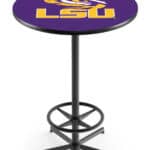 Louisiana State University 42-Inch Pub Table with 30-Inch Top, Star Base Base, and Black Wrinkle Finish