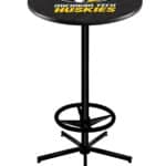 Michigan Tech University 42-Inch Pub Table with 36-Inch Top, Star Base Base, and Black Wrinkle Finish
