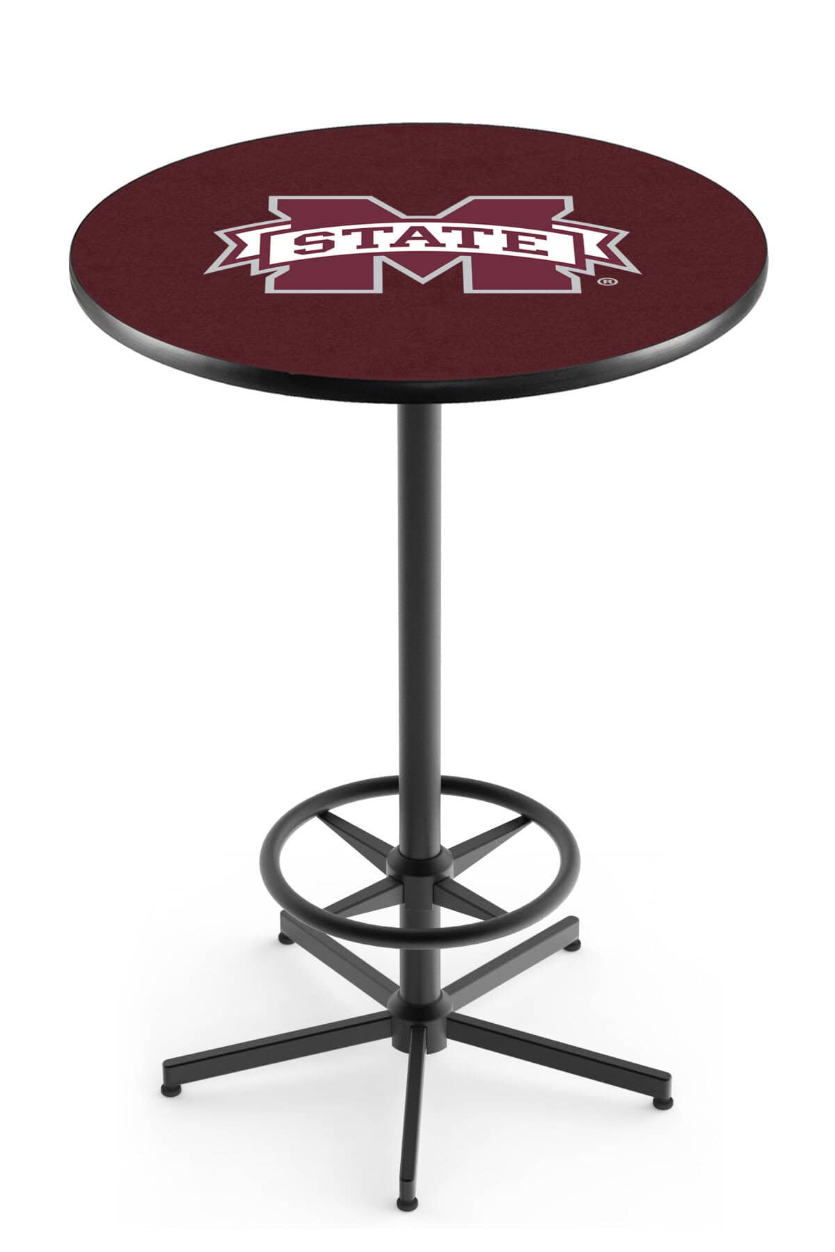 Mississippi State University 42-Inch Pub Table with 36-Inch Top, Star Base Base, and Black Wrinkle Finish 1 Mississippi State University 42-Inch Pub Table with 36-Inch Top, Star Base Base, and Black Wrinkle Finish
