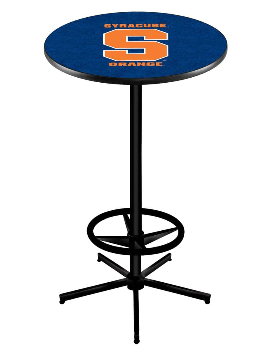 Syracuse University 42-Inch Pub Table with 36-Inch Top, Star Base Base, and Black Wrinkle Finish 1 Syracuse University 42-Inch Pub Table with 36-Inch Top, Star Base Base, and Black Wrinkle Finish