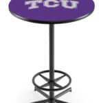 Texas Christian University 42-Inch Pub Table with 36-Inch Top, Star Base Base, and Black Wrinkle Finish