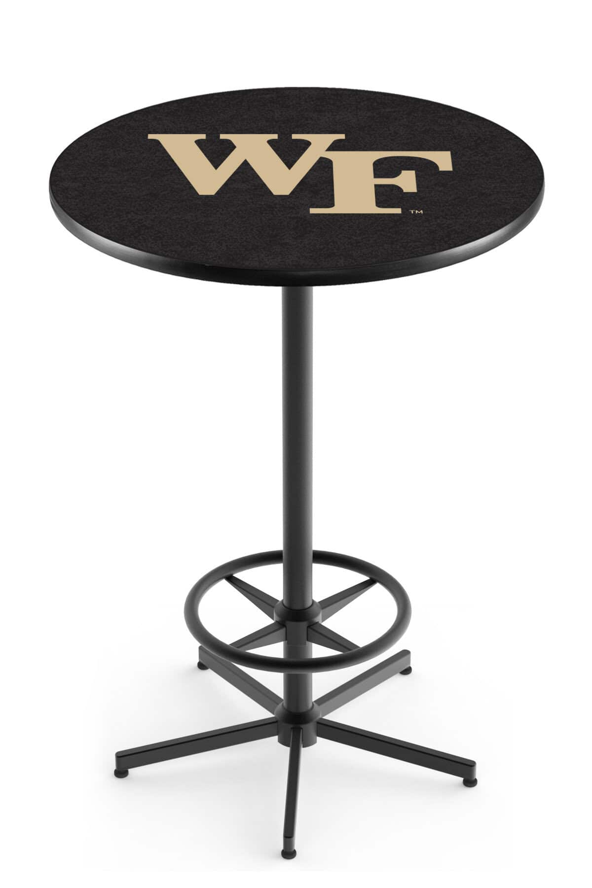 Wake Forest University 42-Inch Pub Table with 36-Inch Top, Star Base Base, and Black Wrinkle Finish 1 Wake Forest University 42-Inch Pub Table with 36-Inch Top, Star Base Base, and Black Wrinkle Finish