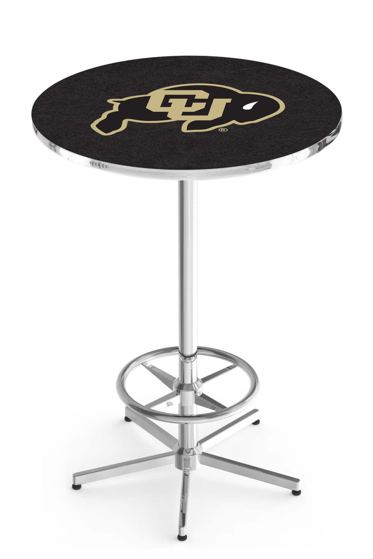 University of Colorado 42-Inch Pub Table with 36-Inch Top, Star Base Base, and Chrome Finish 1 University of Colorado 42-Inch Pub Table with 36-Inch Top, Star Base Base, and Chrome Finish