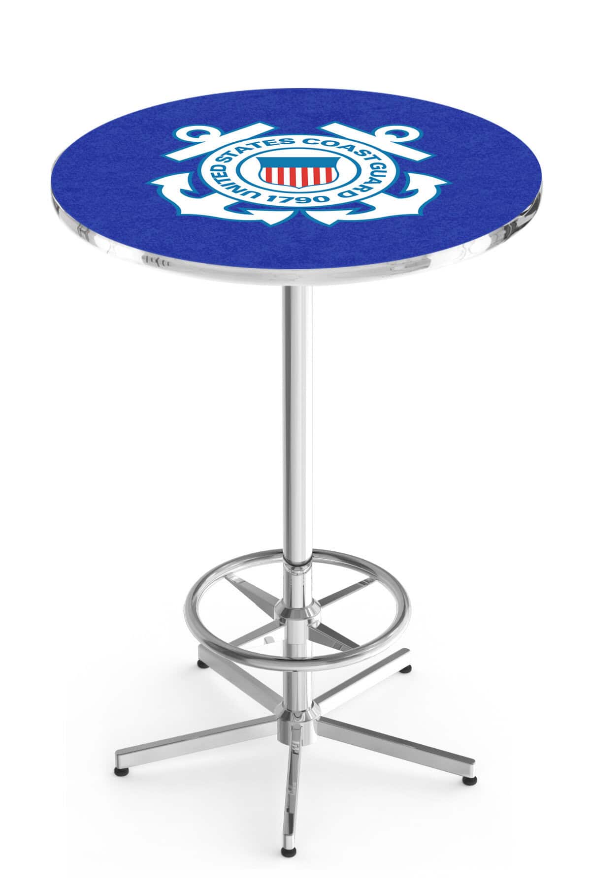 United States Coast Guard 42-Inch Pub Table with 30-Inch Top, Star Base Base, and Chrome Finish 1 United States Coast Guard 42-Inch Pub Table with 30-Inch Top, Star Base Base, and Chrome Finish