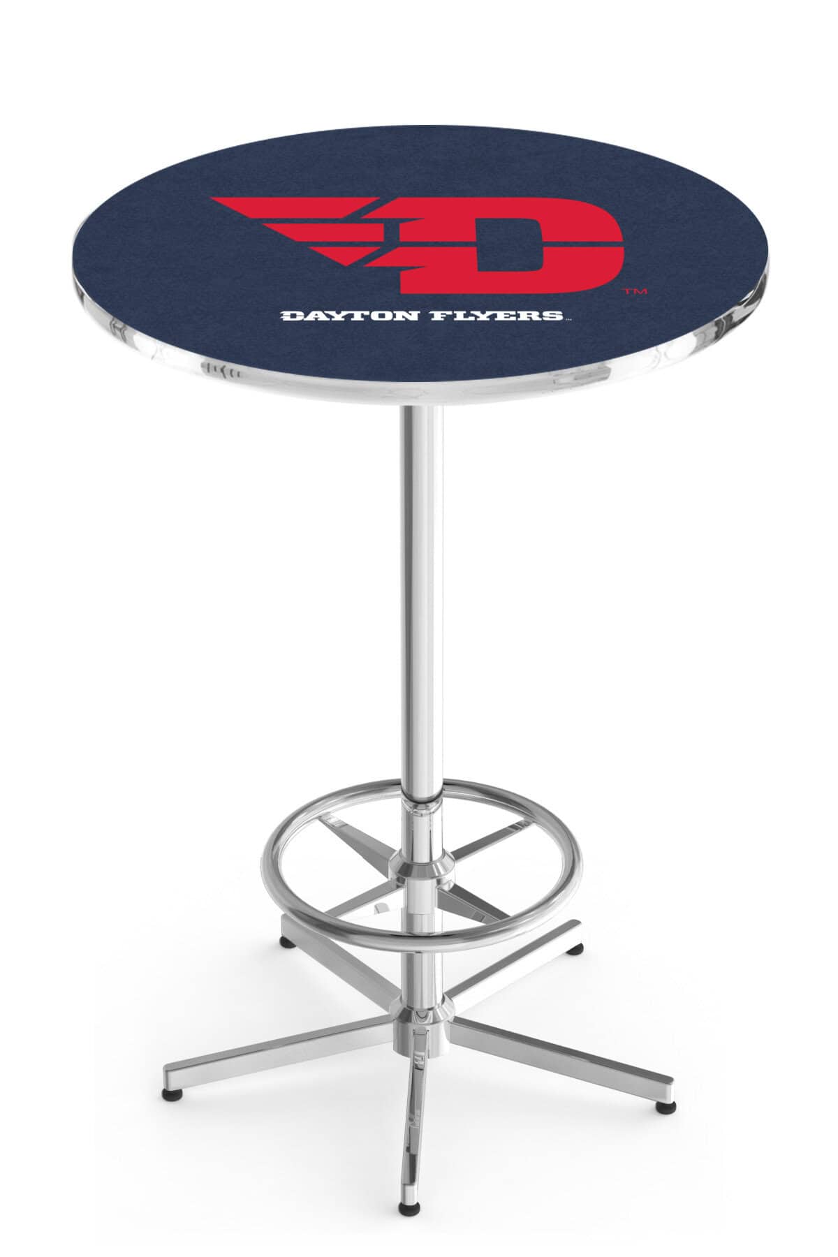 University of Dayton 42-Inch Pub Table with 30-Inch Top, Star Base Base, and Chrome Finish 1 University of Dayton 42-Inch Pub Table with 30-Inch Top, Star Base Base, and Chrome Finish