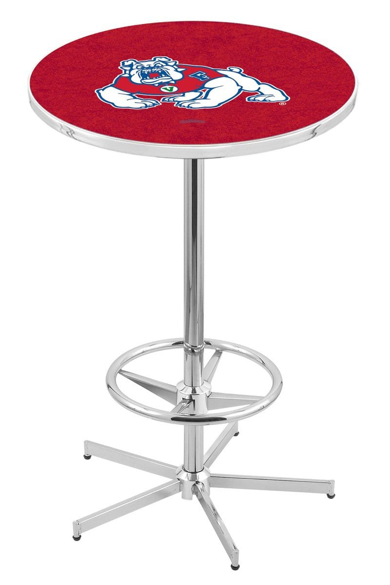 Fresno State University 42-Inch Pub Table with 36-Inch Top, Star Base Base, and Chrome Finish 1 Fresno State University 42-Inch Pub Table with 36-Inch Top, Star Base Base, and Chrome Finish